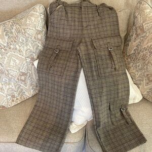 Brown/tan/black print wide leg pants